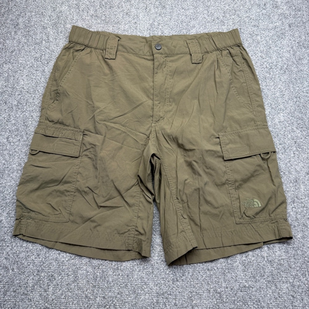 The North Face Mens Cargo Hiking Shorts Olive Green Ripstop Size Medium